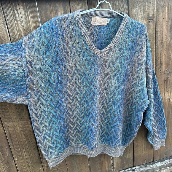 Vintage 90s Shenandoah natural Koogie 3-D Chevron weave knit sweater XXL - Picture 3 of 6